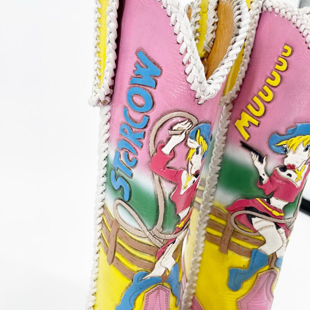 RARE Old Gringo Pink Calamity Cartoon Star Cow Cowgirl Rodeo Boots Women’s 6.5 - Picture 8 of 13